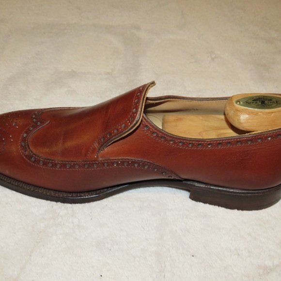 Peal & Co x Crockett & Jones Raywood Brown Leather Brogue Loafer 7D NWB $700 main image 10